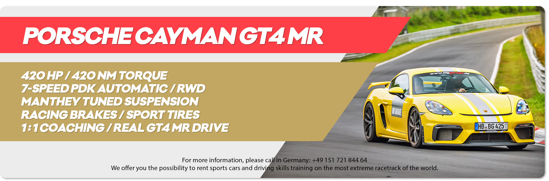 Rent Porsche Cayman GT4 at the N&uuml;rburgring